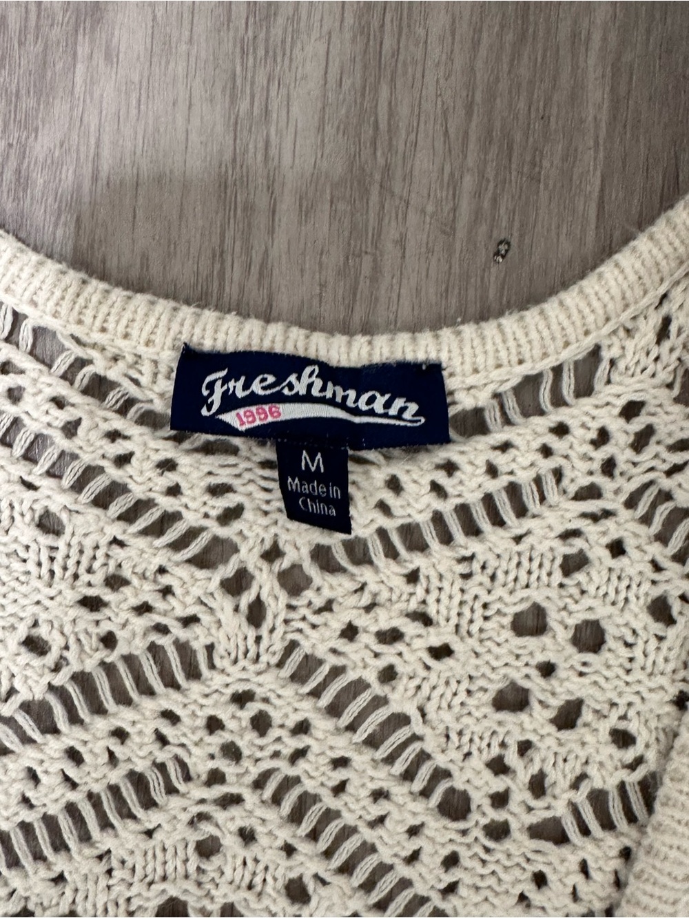 Open Knit Duster Cardigan M Cream Boho Festival Cottagecore Crochet - Picture 2 of 5